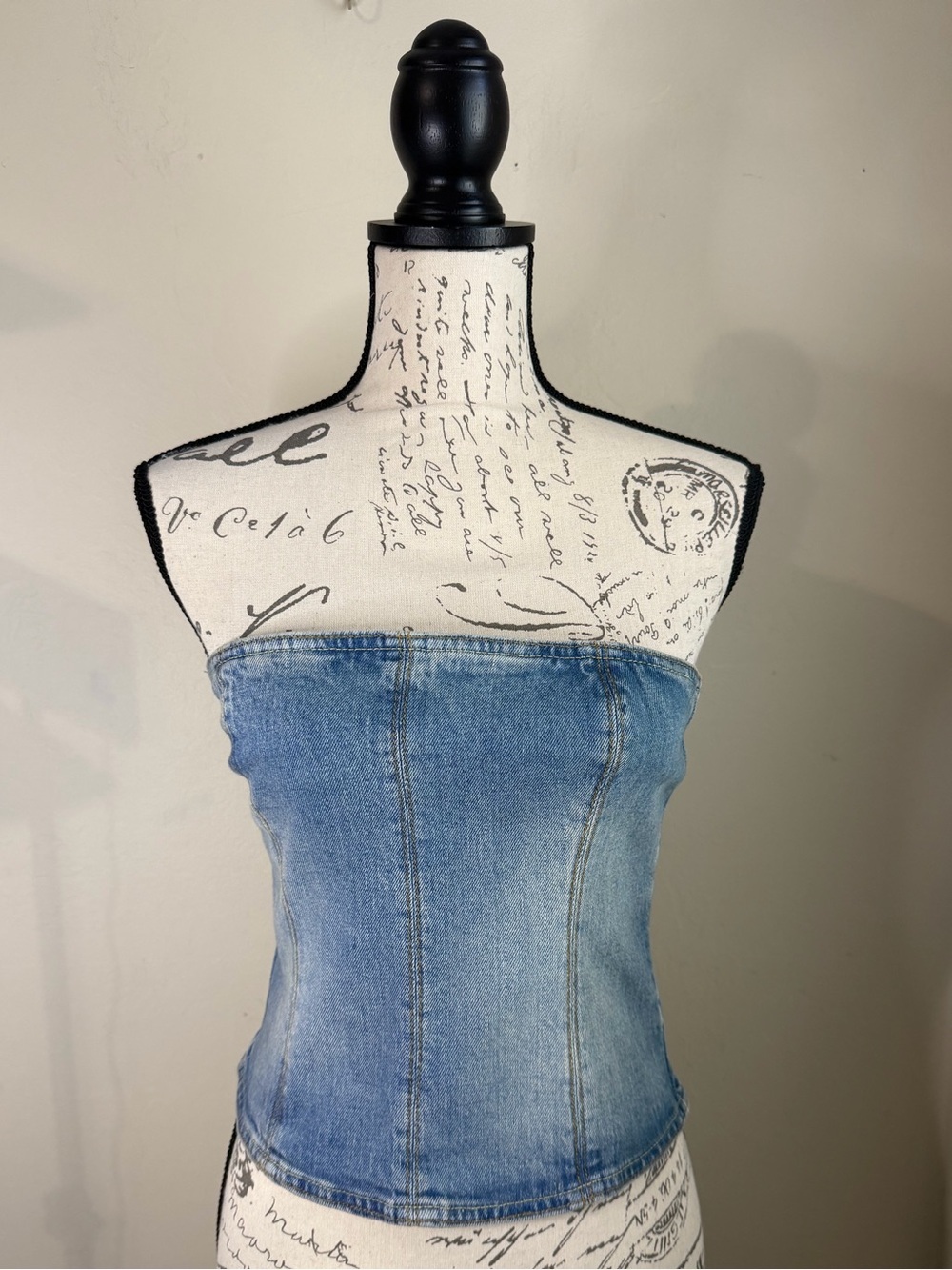 Zara Light Wash Denim Strapless Tube Top